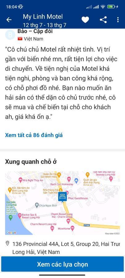 My Linh Motel 976 Duong Vo Thi Sau Long Hai Exterior foto